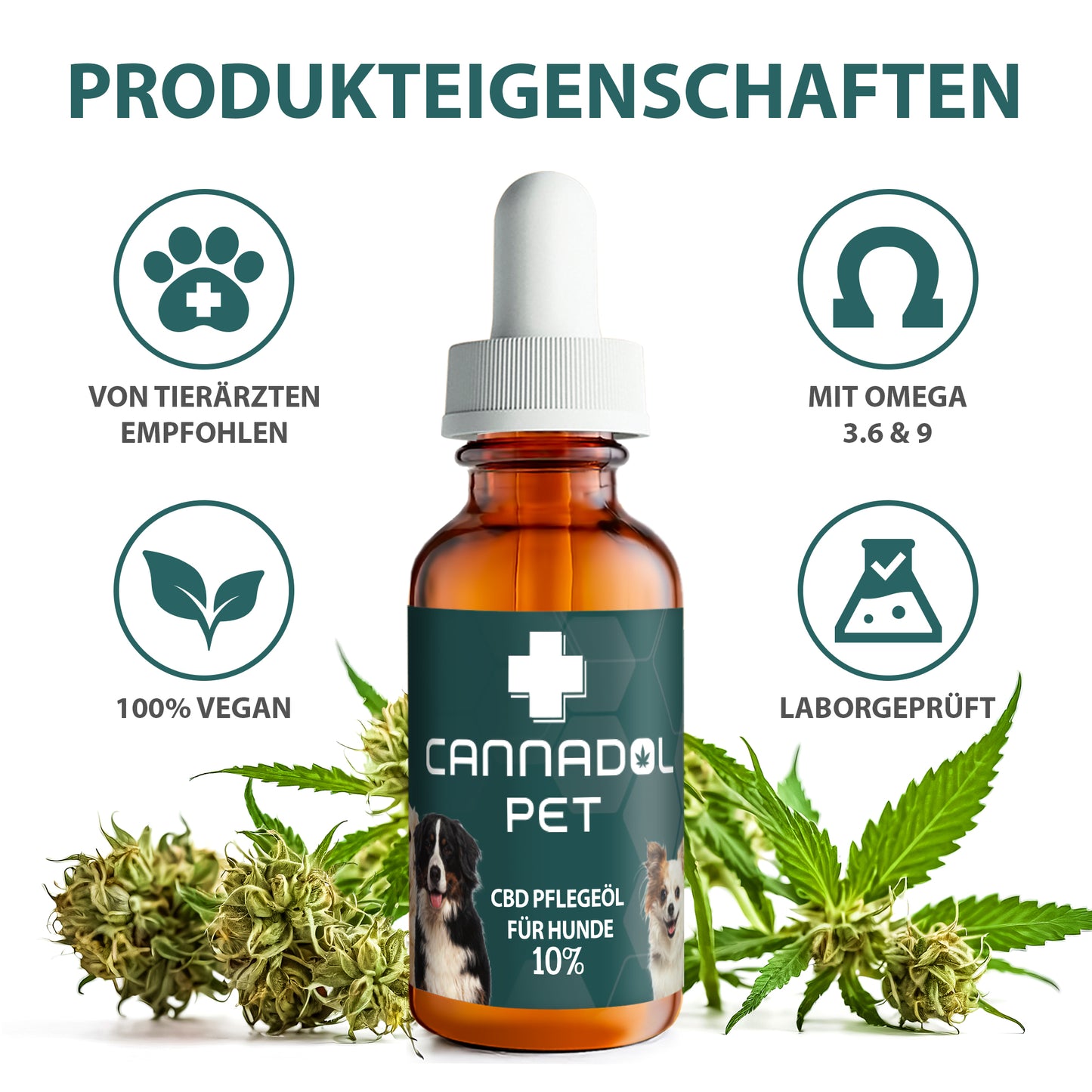 Cannadol Pet 10% Premium CBD Öl für Hunde - (10 ml)