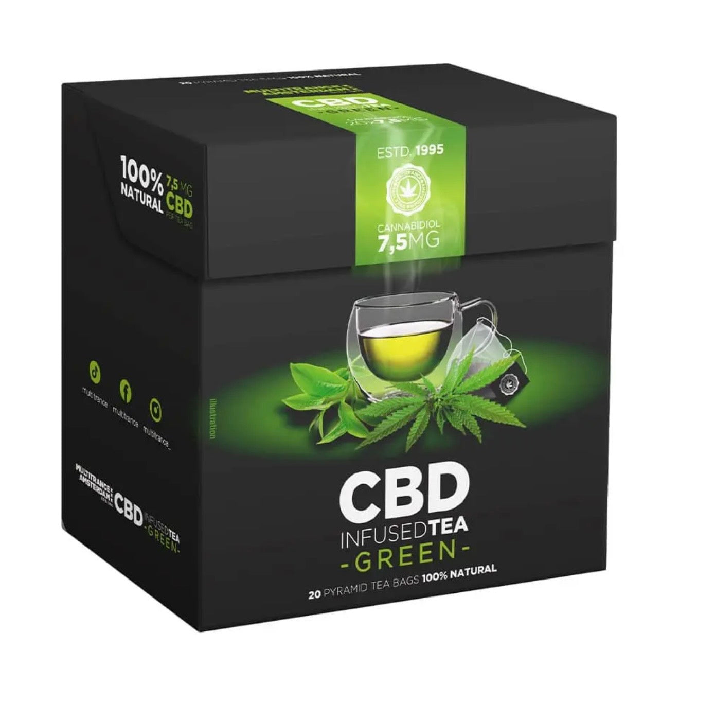 CBD Grüner Tee, CBD 7,5 mg, Schachtel mit 20 Teebeuteln